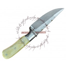 REBEL WOLF SURVIVAL HUNTING DAMASCUS KNIFE WHITE BUFFALO BONE HANDLE ZOMBIE SLAYER